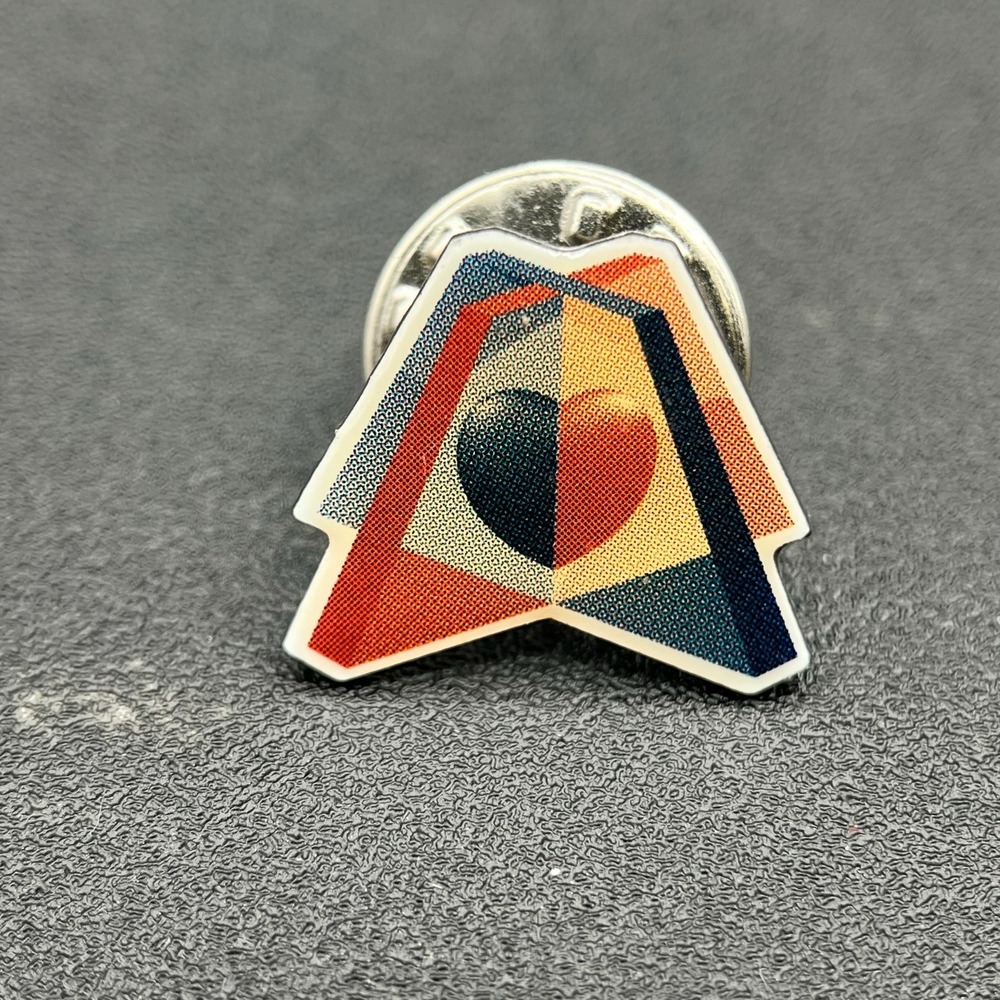 Vintage Geometric Multicolor Halftone Pattern Abstract Logo Enamel Lapel Pin